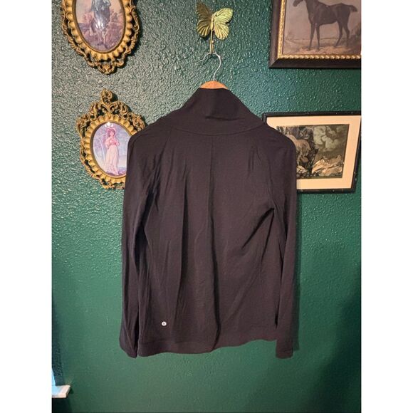 Lululemon Rulu Rally Wrap Women 4 Black Snap Neck Open Cardigan Cozy Stretch - Picture 3 of 5